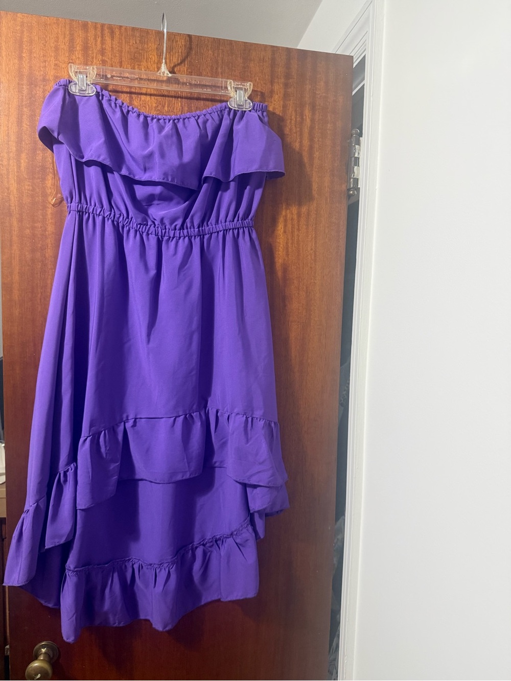 Strapless Ruffle Purple Dress